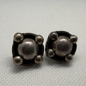 Vintage Mexican Sterling Silver Ball Cluster Stud Earrings
